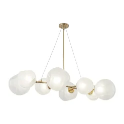 8-Light Opal Swirl Glass Globe Branch Island Chandelier