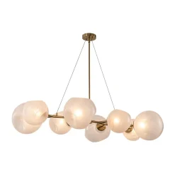 8-Light Opal Swirl Glass Globe Branch Island Chandelier