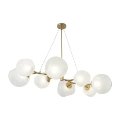 8-Light Opal Swirl Glass Globe Branch Island Chandelier