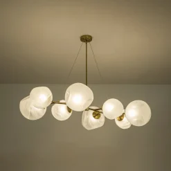 8-Light Opal Swirl Glass Globe Branch Island Chandelier