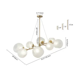 8-Light Opal Swirl Glass Globe Branch Island Chandelier