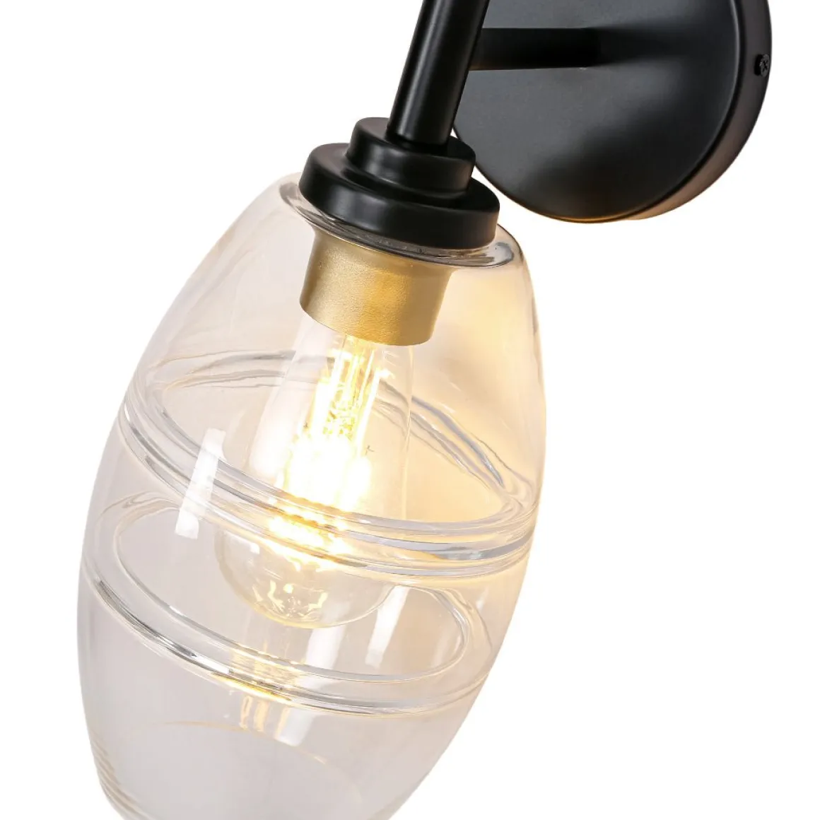 1-Light Oval Clear Embossed Glass Vanity Wall Sconce