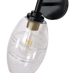 1-Light Oval Clear Embossed Glass Vanity Wall Sconce