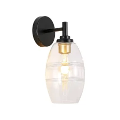1-Light Oval Clear Embossed Glass Vanity Wall Sconce