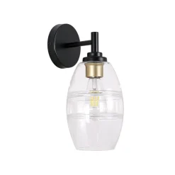 1-Light Oval Clear Embossed Glass Vanity Wall Sconce