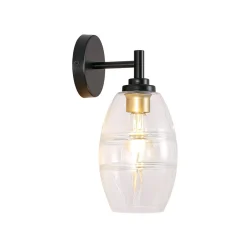 1-Light Oval Clear Embossed Glass Vanity Wall Sconce