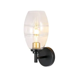 1-Light Oval Clear Embossed Glass Vanity Wall Sconce