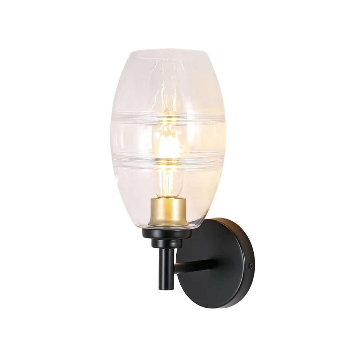1-Light Oval Clear Embossed Glass Vanity Wall Sconce