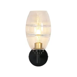 1-Light Oval Clear Embossed Glass Vanity Wall Sconce