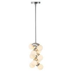 10-Light Pearl Tiered Milky Glass Globe Pendant Light