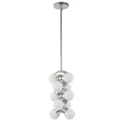 10-Light Pearl Tiered Milky Glass Globe Pendant Light