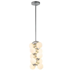 10-Light Pearl Tiered Milky Glass Globe Pendant Light