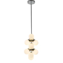10-Light Pearl Tiered Milky Glass Globe Pendant Light