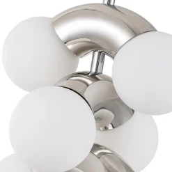 10-Light Pearl Tiered Milky Glass Globe Pendant Light