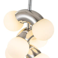 10-Light Pearl Tiered Milky Glass Globe Pendant Light