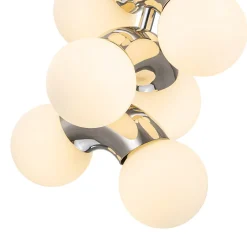 10-Light Pearl Tiered Milky Glass Globe Pendant Light