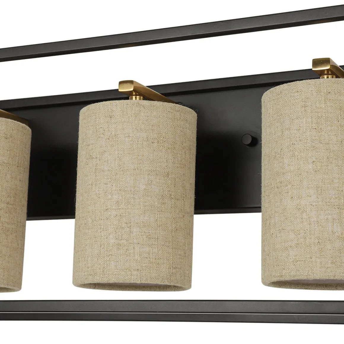3-light Rectangular Black Frame Linen Wall Sconce