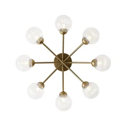 8-Light Ribbed Glass Bubble Sputnik Semi Flush Mount
