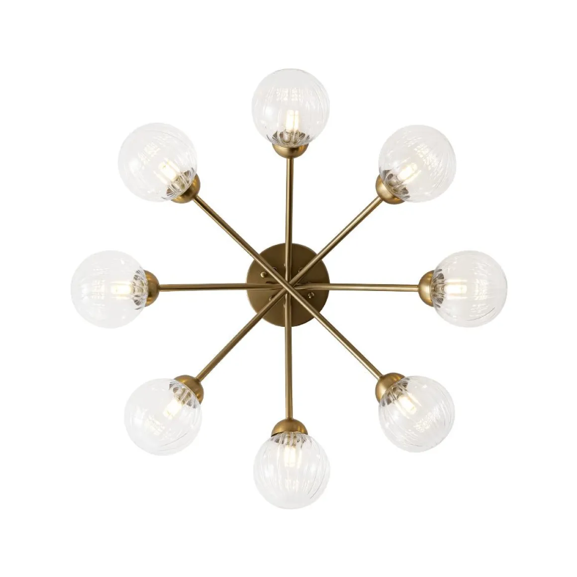 8-Light Ribbed Glass Bubble Sputnik Semi Flush Mount