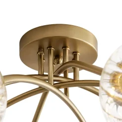 8-Light Ribbed Glass Bubble Sputnik Semi Flush Mount