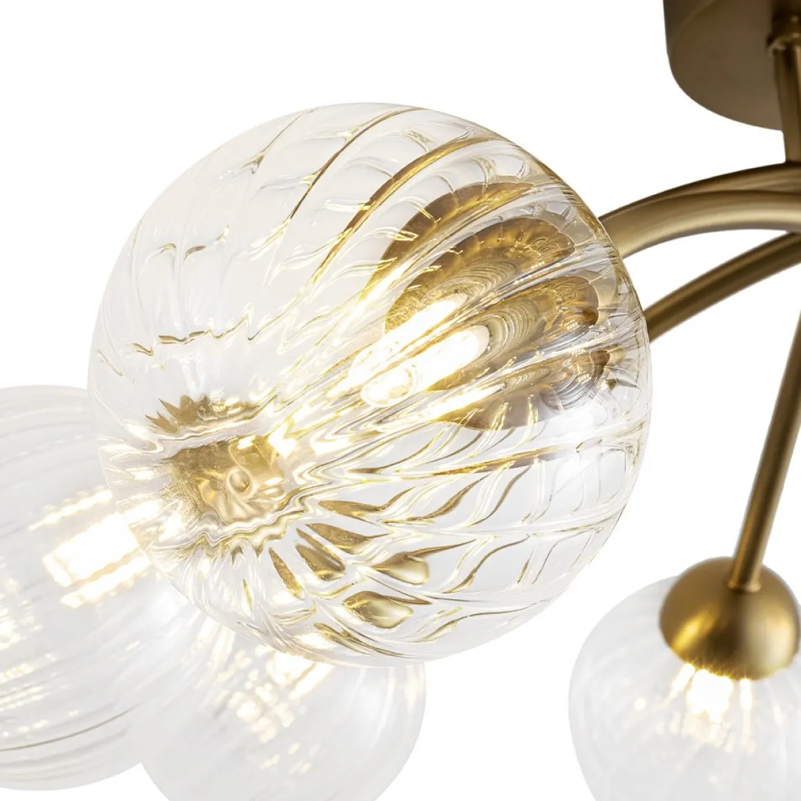 8-Light Ribbed Glass Bubble Sputnik Semi Flush Mount