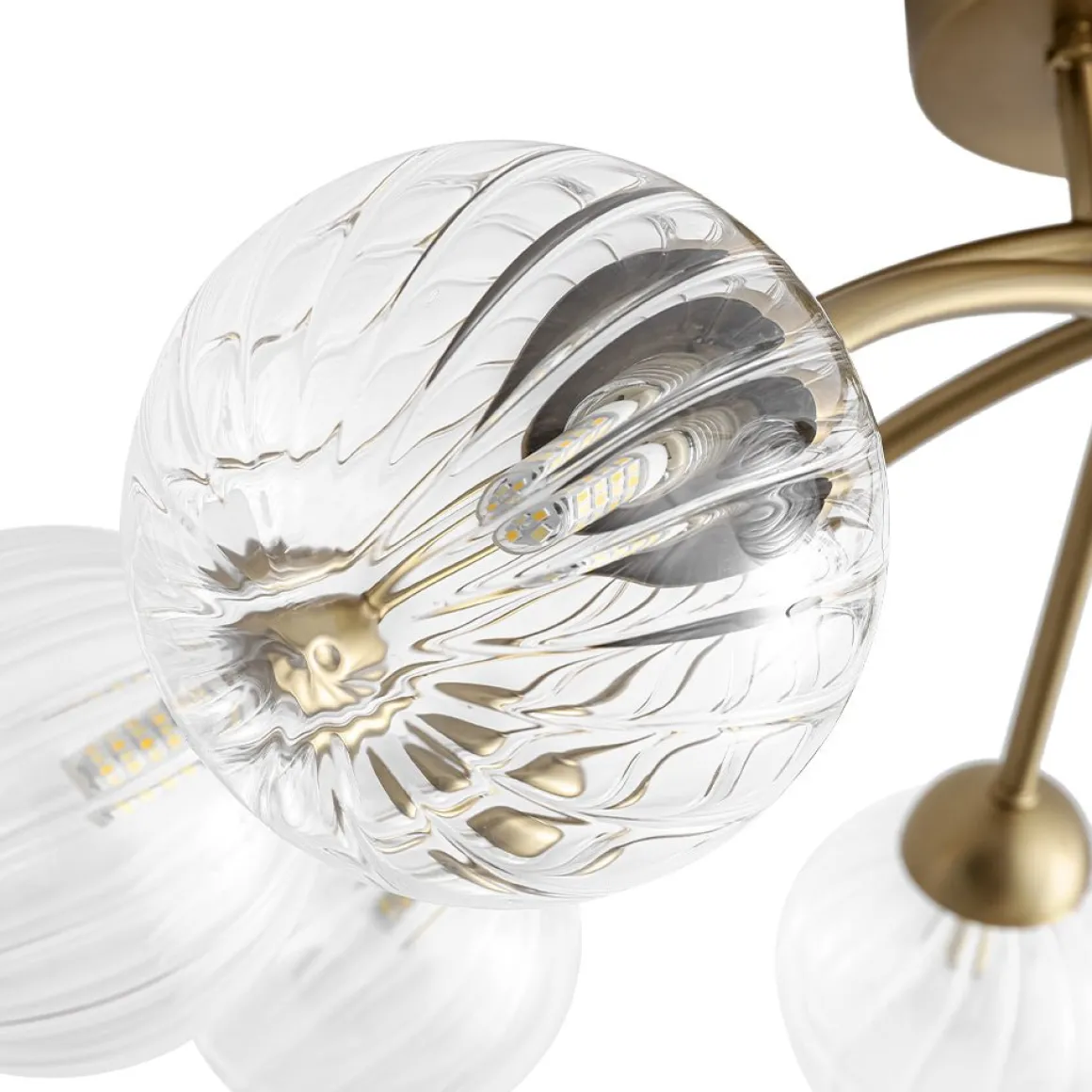 8-Light Ribbed Glass Bubble Sputnik Semi Flush Mount