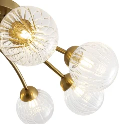 8-Light Ribbed Glass Bubble Sputnik Semi Flush Mount