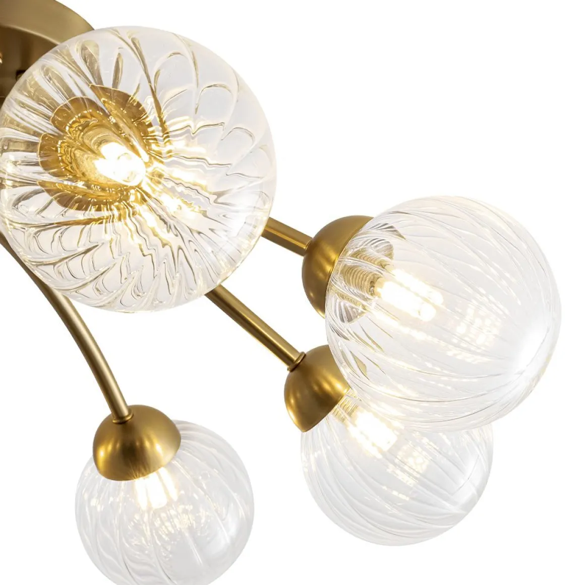 8-Light Ribbed Glass Bubble Sputnik Semi Flush Mount