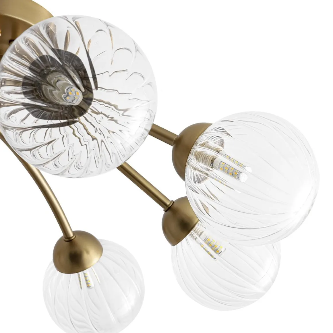 8-Light Ribbed Glass Bubble Sputnik Semi Flush Mount