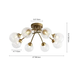 8-Light Ribbed Glass Bubble Sputnik Semi Flush Mount