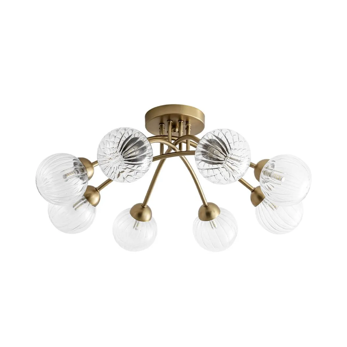 8-Light Ribbed Glass Bubble Sputnik Semi Flush Mount