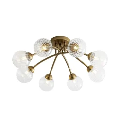 8-Light Ribbed Glass Bubble Sputnik Semi Flush Mount