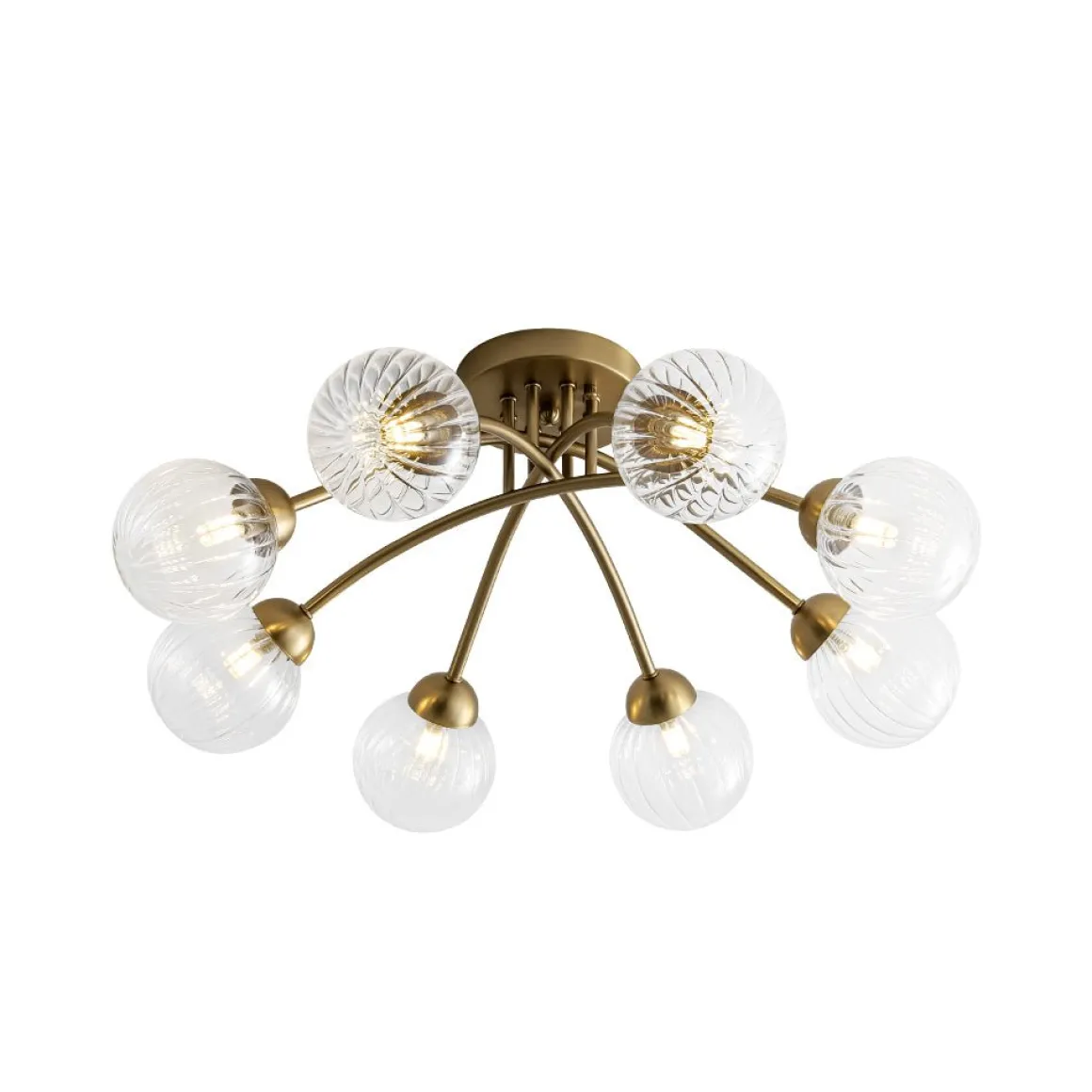 8-Light Ribbed Glass Bubble Sputnik Semi Flush Mount