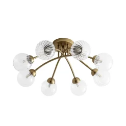 8-Light Ribbed Glass Bubble Sputnik Semi Flush Mount