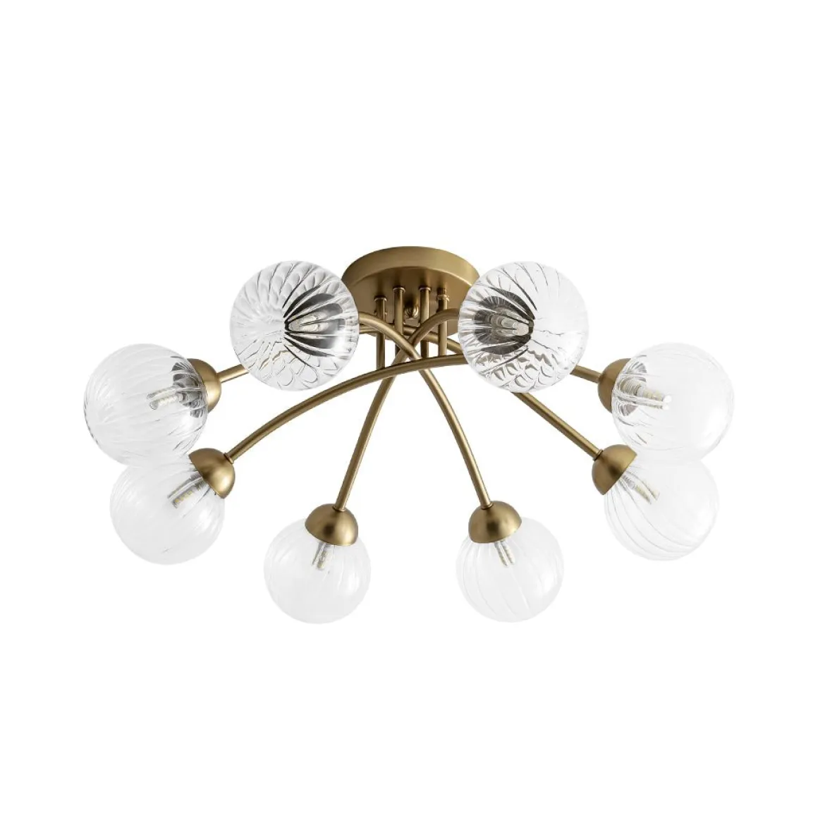 8-Light Ribbed Glass Bubble Sputnik Semi Flush Mount
