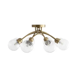 8-Light Ribbed Glass Bubble Sputnik Semi Flush Mount