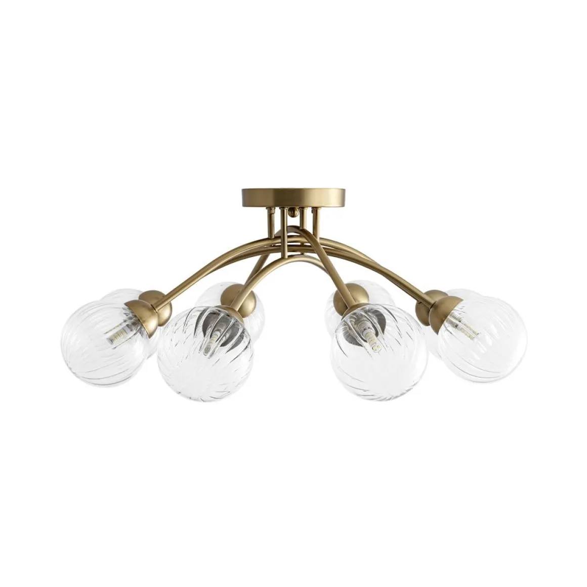 8-Light Ribbed Glass Bubble Sputnik Semi Flush Mount