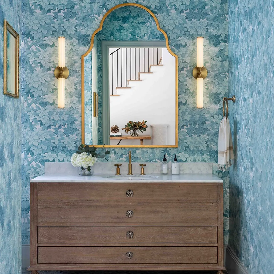 2-Light Ribbed Opal Glass Linear LED Vanity Wall Sconce