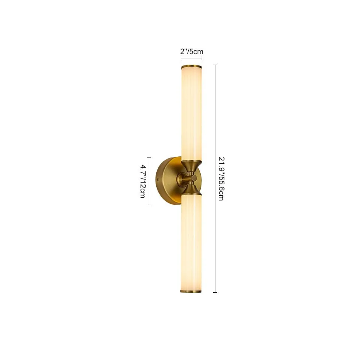2-Light Ribbed Opal Glass Linear LED Vanity Wall Sconce