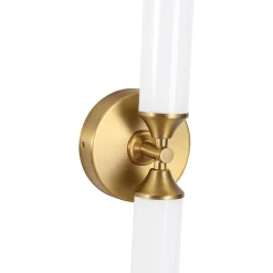2-Light Ribbed Opal Glass Linear LED Vanity Wall Sconce