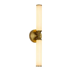2-Light Ribbed Opal Glass Linear LED Vanity Wall Sconce