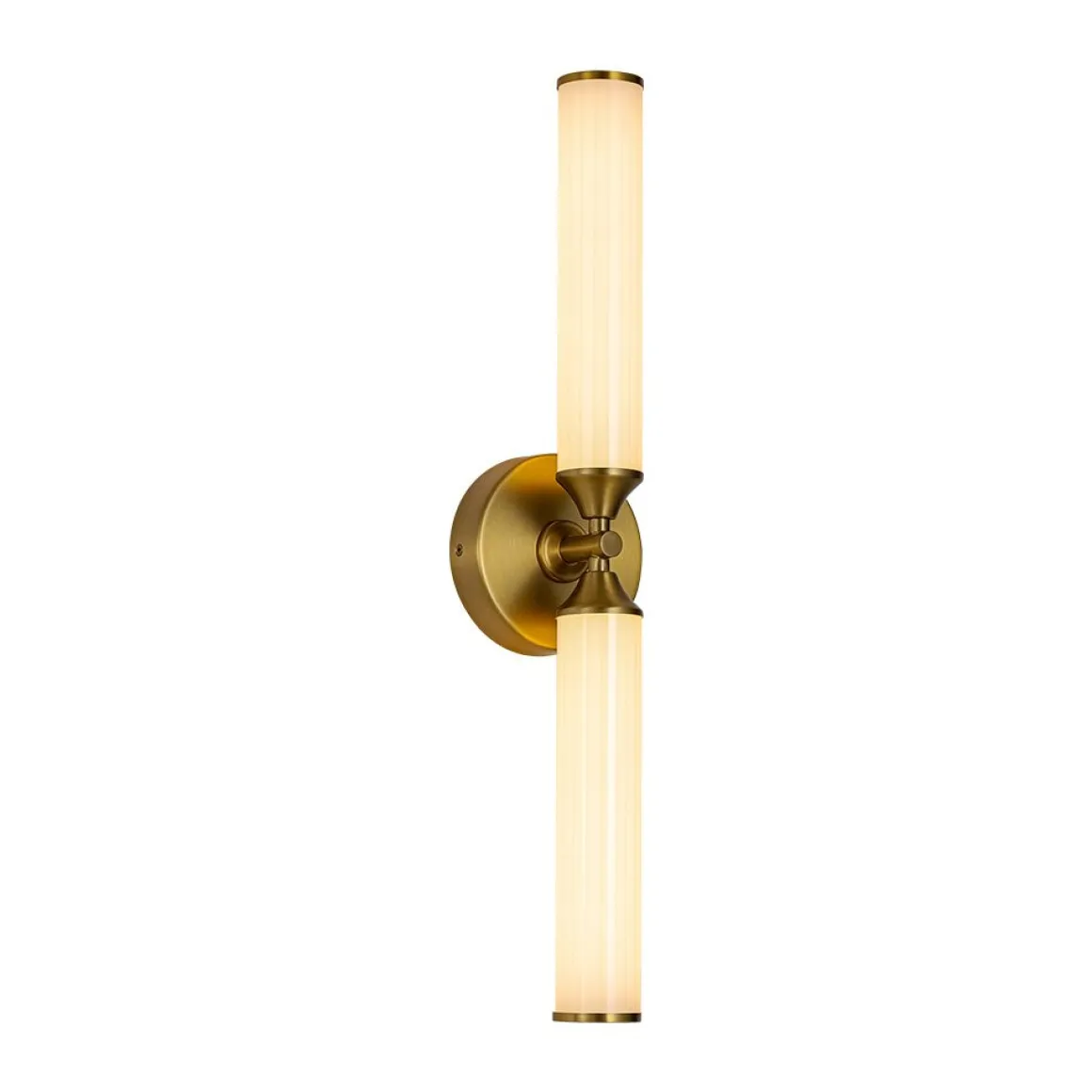 2-Light Ribbed Opal Glass Linear LED Vanity Wall Sconce
