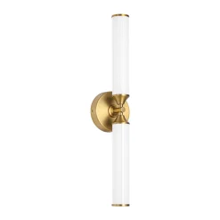 2-Light Ribbed Opal Glass Linear LED Vanity Wall Sconce