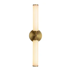 2-Light Ribbed Opal Glass Linear LED Vanity Wall Sconce
