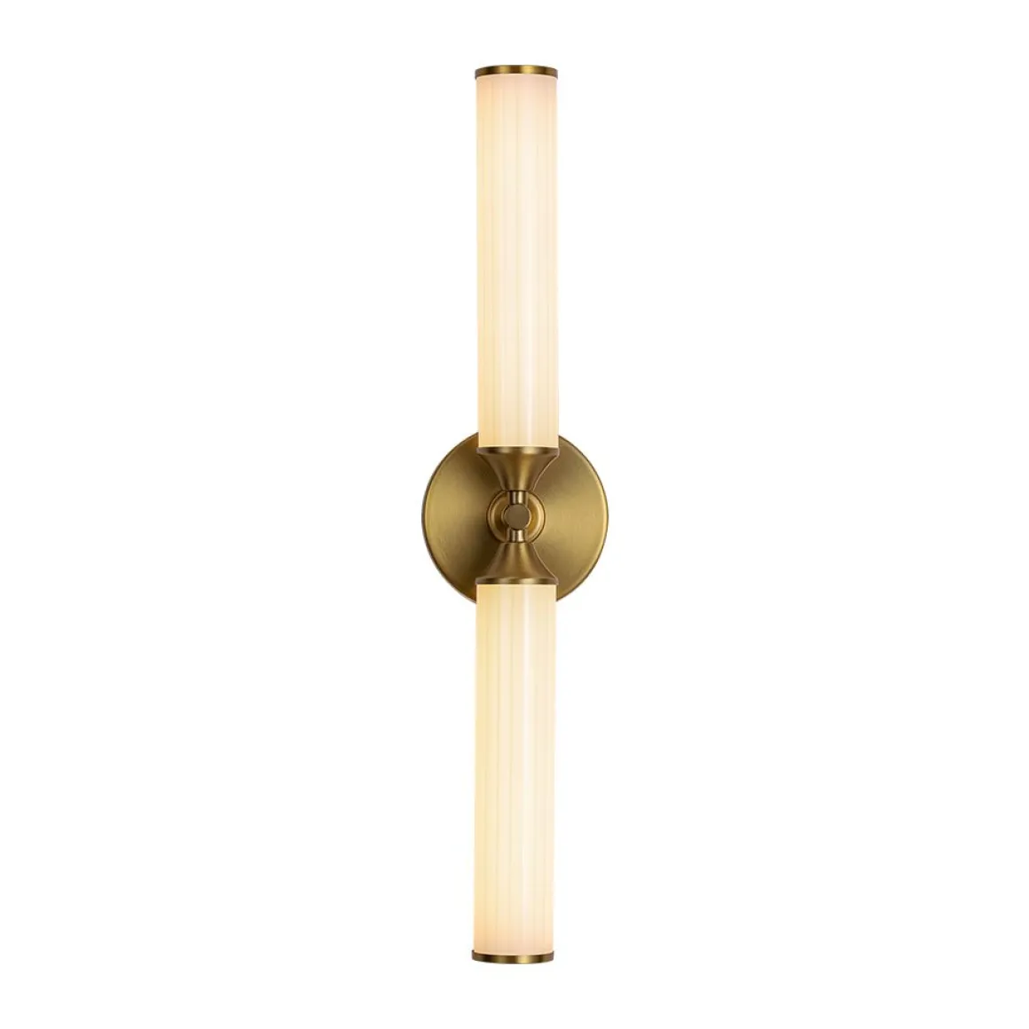 2-Light Ribbed Opal Glass Linear LED Vanity Wall Sconce