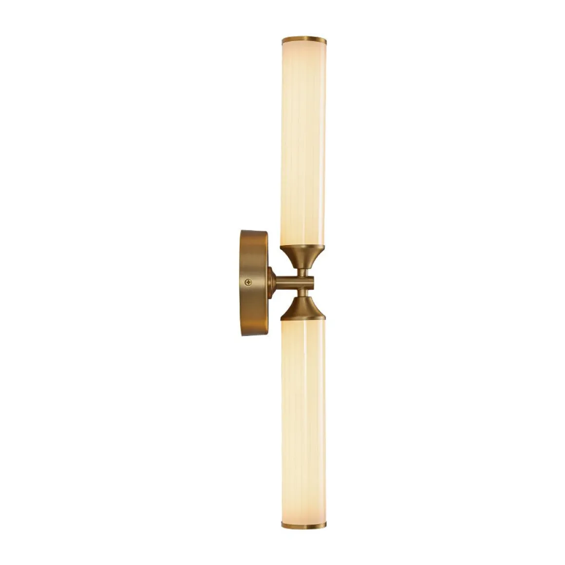 2-Light Ribbed Opal Glass Linear LED Vanity Wall Sconce