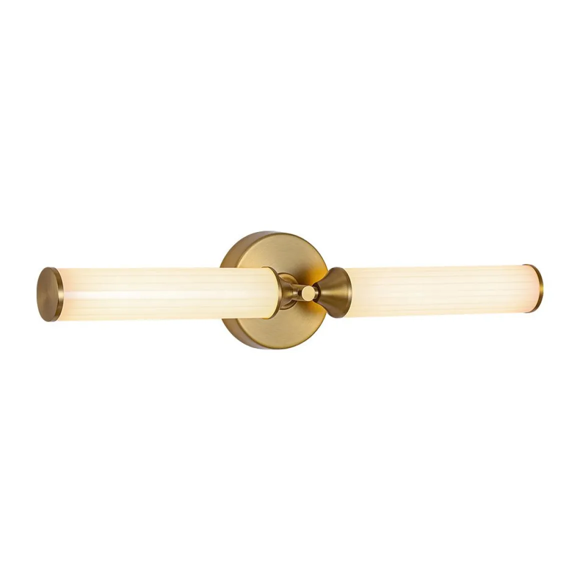 2-Light Ribbed Opal Glass Linear LED Vanity Wall Sconce