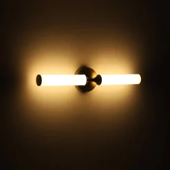 2-Light Ribbed Opal Glass Linear LED Vanity Wall Sconce