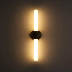 2-Light Ribbed Opal Glass Linear LED Vanity Wall Sconce