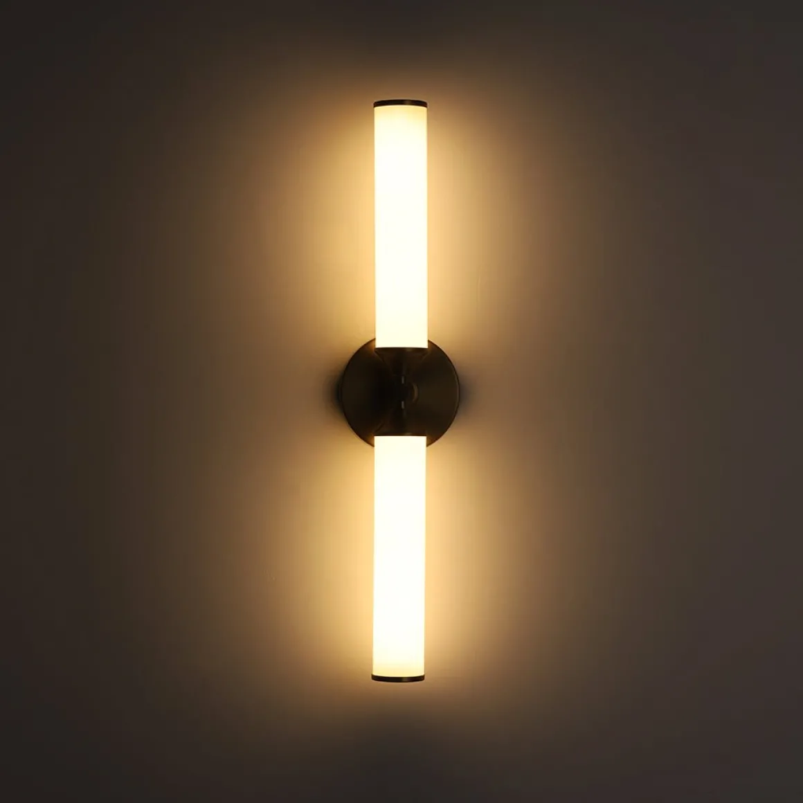 2-Light Ribbed Opal Glass Linear LED Vanity Wall Sconce